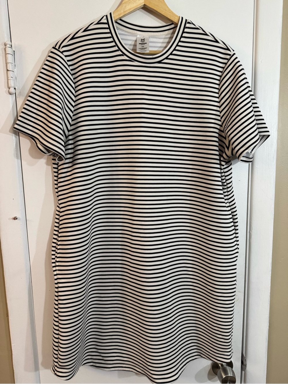 Striped Black and White Short Sleeve Mini Dress